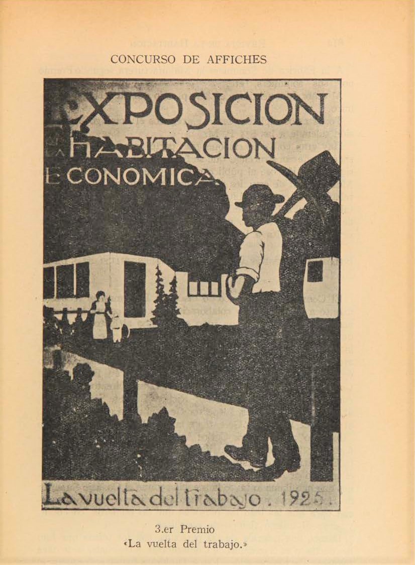 Plakatwettbewerb: Ausstellung kostengünstiges Wohnen (Aus: Revista de La Habitación. Organo del Consejo Superior y de los Consejos Departamentales de Habitaciones Obreras. Ano II, Santiago, Setiembre de 1922, N. 21, S. 613)