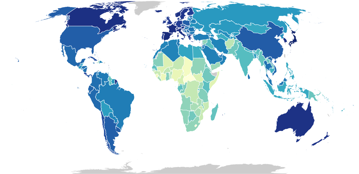 Abbildung 1: Thematische Weltkarte, dargestellt mittels Equal-Earth-Projektion